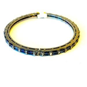 NWT Sapphire and diamond bangle bracelet w/ safety catch. Sparkle galore✨